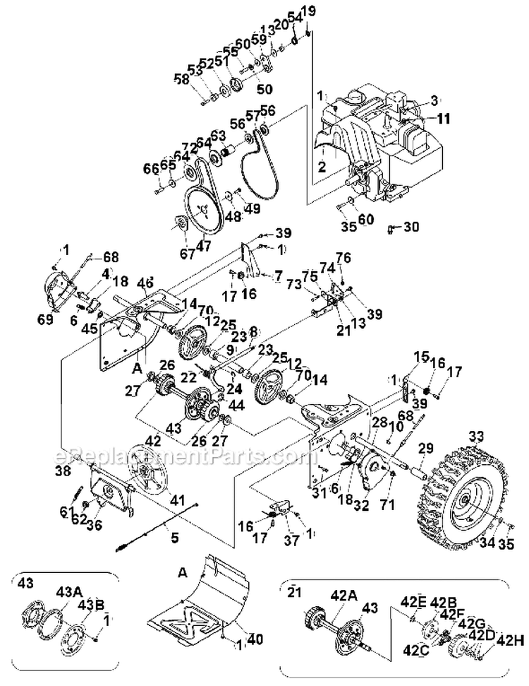 Page B Diagram and Parts List for 31AE5KLF801 2005-2 Yard Man Snow Blower